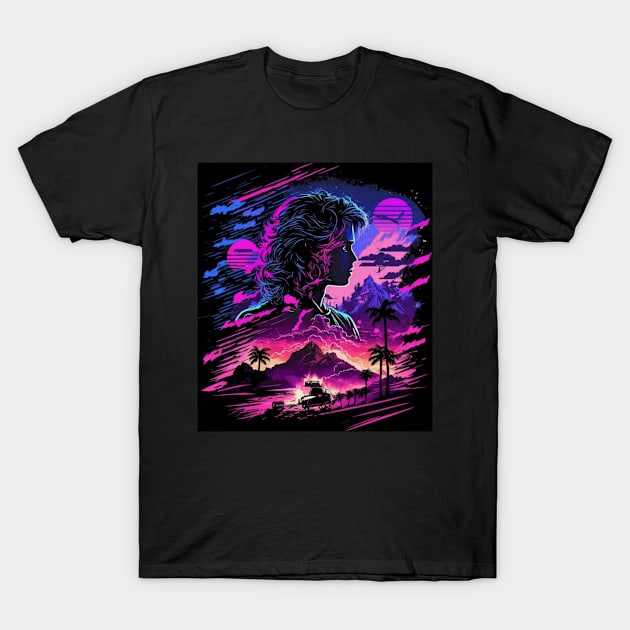 Synthwave retro futuristic person woman abstract design T-Shirt by SJG-digital